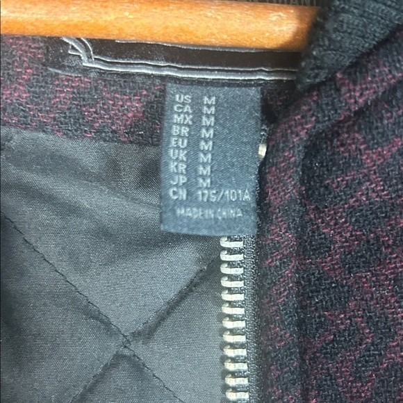 21 Men Wool blend Bomber Jacket Pattern Zip‎ Front Size M - Picture 4 of 7